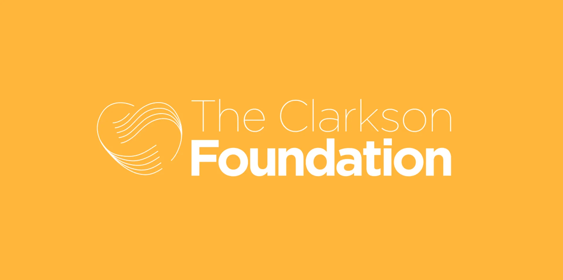 Logo of The Clarkson Foundation on a yellow background.